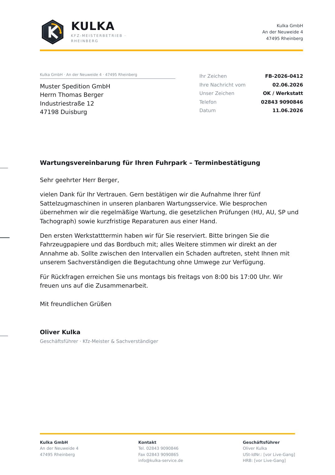 Briefvorlage – DIN A4 Vorschau